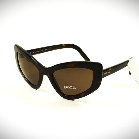 PRADA SPR 11V 2AU-8C1 Cat Eye Tortoise Frame Brown Lens 55-21-140 Sunglasses - Picture 1 of 7